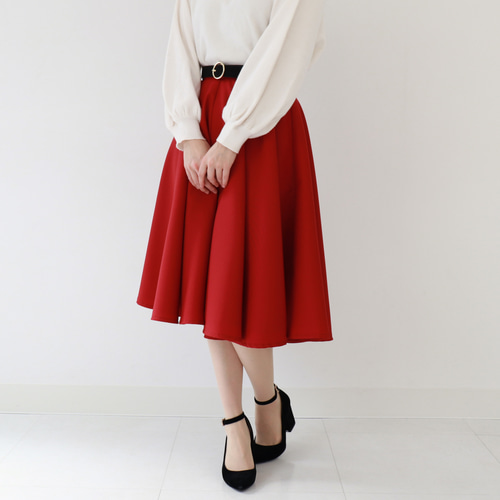 新品.未使用　archivio 赤 スカート ポケット付き サーキュラースカート 赤 フレアスカート Swaying motion 通販
