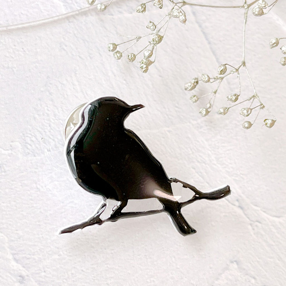 2種から選べる★鳥のシルエットsimple black タックピン＆ブローチピン 2枚目の画像