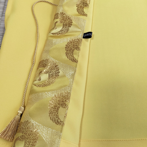 ご長寿祝い黄色&金色『鶴』合わせちゃんちゃんこ3点セット 着物