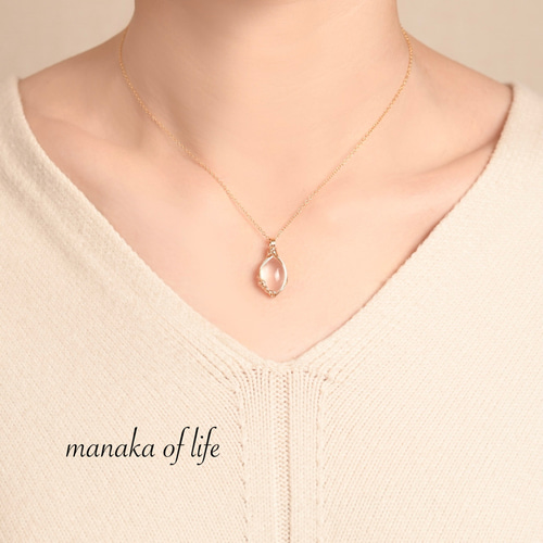ローズクォーツ ペンダントトップ ワイヤーラッピング ネックレス