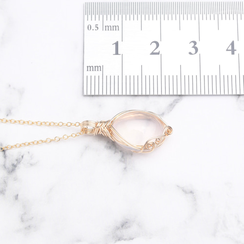 ローズクォーツ ペンダントトップ ワイヤーラッピング ネックレス