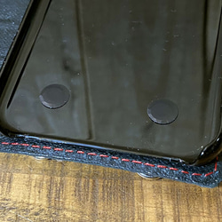 送料無料 手帳型 スマホケース iPhone 11 pro 用 革 クロコ型押し ブラック レッド 6枚目の画像