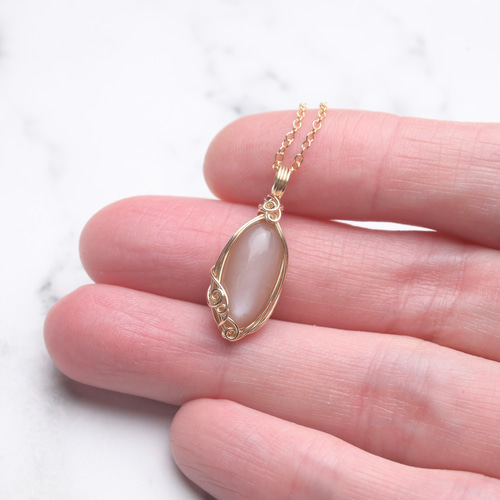 ムーンストーン ワイヤーラップペンダント ムーンストーン ペンダントトップ ワイヤーラッピング ネックレス