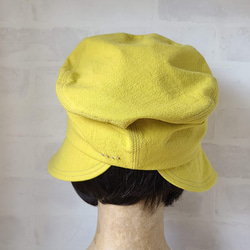 ゆったり キャスケット くしゅくしゅ ミモザ 黄色 刺繍 女子会 洗える帽子 M 綿麻 深め 軽い 春色 15枚目の画像