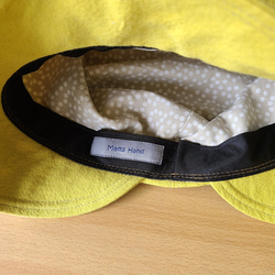 ゆったり キャスケット くしゅくしゅ ミモザ 黄色 刺繍 女子会 洗える帽子 M 綿麻 深め 軽い 春色 10枚目の画像