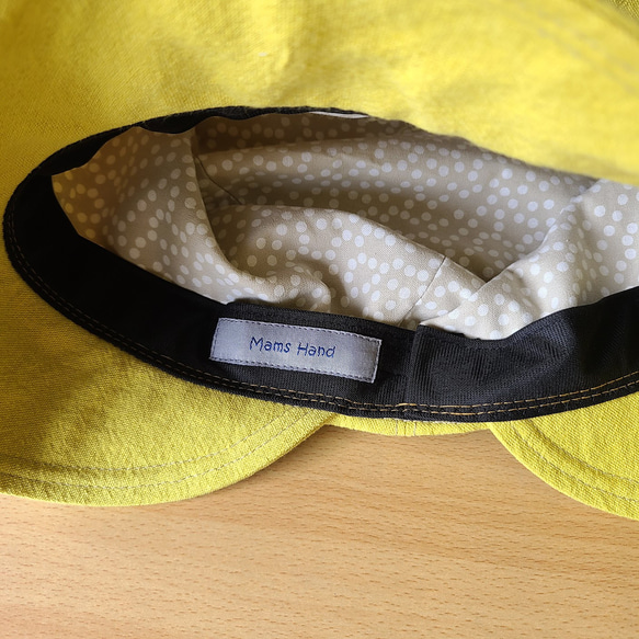 ゆったり キャスケット くしゅくしゅ ミモザ 黄色 刺繍 女子会 洗える帽子 M 綿麻 深め 軽い 春色 10枚目の画像