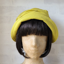 ゆったり キャスケット くしゅくしゅ ミモザ 黄色 刺繍 女子会 洗える帽子 M 綿麻 深め 軽い 春色 16枚目の画像