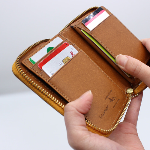 イタリアンレザー プエブロレザー ラウンドファスナー 短財布