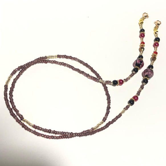 ♪❤️ ランプワークトンボ玉パールマスクチェーンメガネチェーン