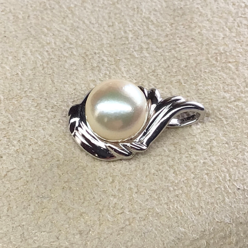 K14WG 】ペンダントトップ あこや真珠8mm ネックレス