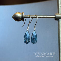 大粒 モスカイヤナイト ピアス ペアシェイプ イヤリング変更可「モス(苔)が神秘的な青い宝石」希少石 7枚目の画像