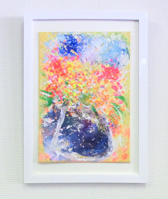 絵画 アクリル絵 額縁 原画 （空と雲 （額付きアクリル画、原画