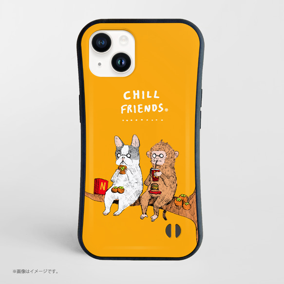 「CHILL FRIENDS 犬猿の仲？」耐衝撃グリップiPhoneケース 1枚目の画像