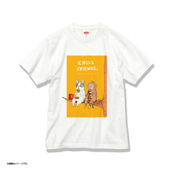 「CHILL FRIENDS 犬猿の仲？」コットンTシャツ/送料無料 3枚目の画像