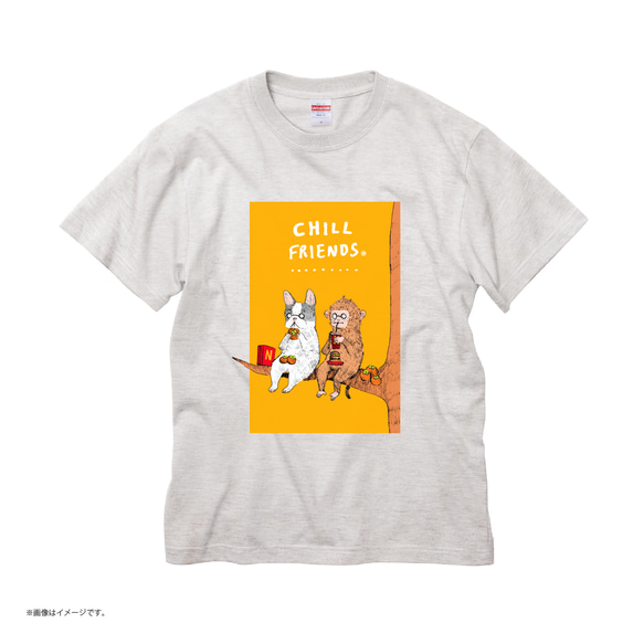 「CHILL FRIENDS 犬猿の仲？」コットンTシャツ/送料無料 5枚目の画像