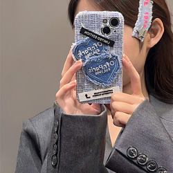 iPhoneケース　デニム　刺繍　大人可愛い　ファッション 3枚目の画像
