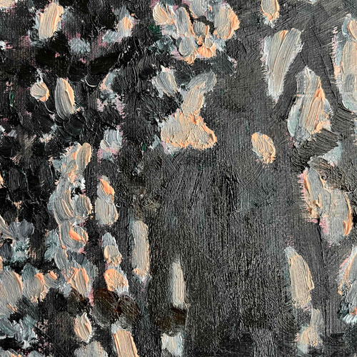 32×41㎝「朝の堤防とあかちゃん。」F6・原画・油彩 絵画 かいが