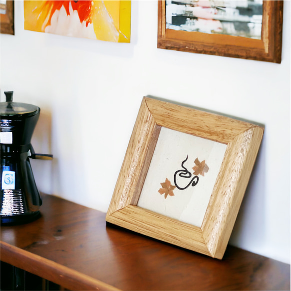 【切り絵×ちぎり絵】mini-珈琲-　ミニアート 小さい絵 シンプル かわいい 個性的 おしゃれ 手書き コーヒー 原画 6枚目の画像