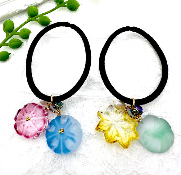 和菓子のヘアゴム 和菓子 2つセット レジンアクセサリー ヘアゴム