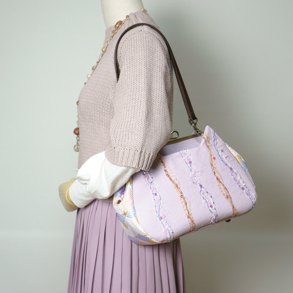 藤紫・アズネコ・がま口バッグ 10枚目の画像