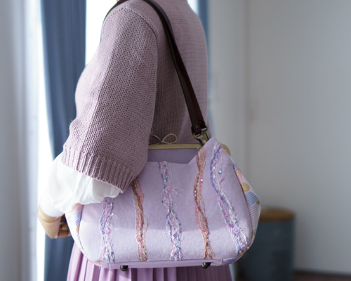 藤紫・アズネコ・がま口バッグ ショルダーバッグ azure blue 通販