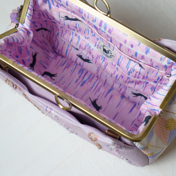 藤紫・アズネコ・がま口バッグ 4枚目の画像