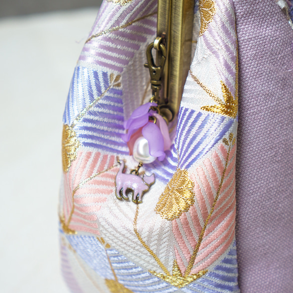 藤紫・アズネコ・がま口バッグ 5枚目の画像