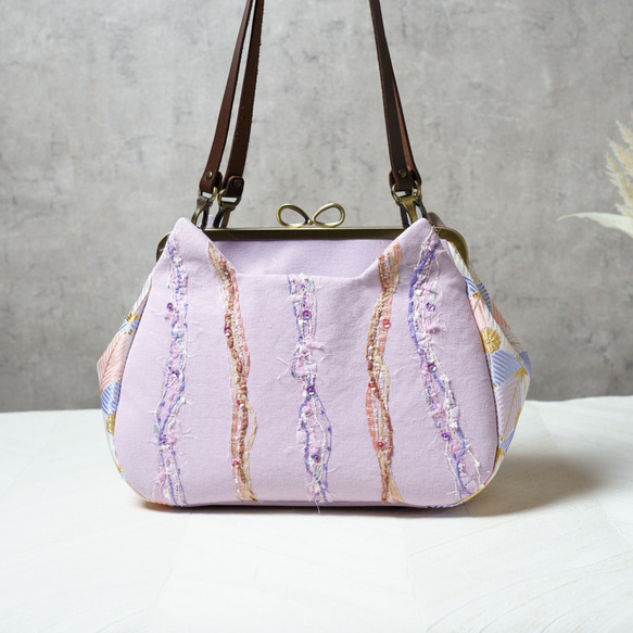 藤紫・アズネコ・がま口バッグ 2枚目の画像