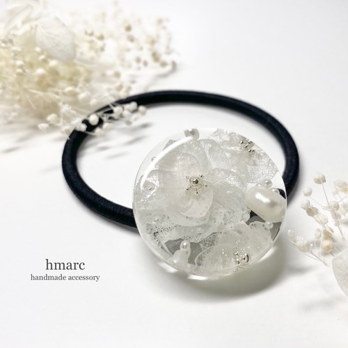 大人 レジンヘアゴム ／ パール × シェル × ボタニカル ドライ