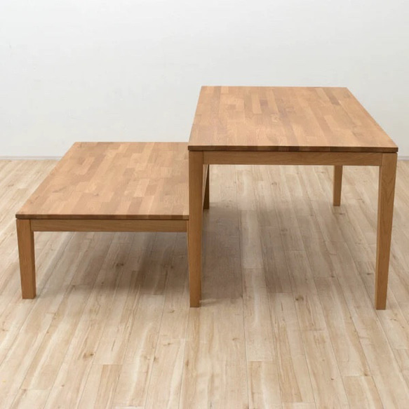 ローテーブル ショーテーブル オーク無垢 2点セット 4枚目の画像