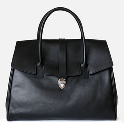 日本製] フラップトートバッグ ブラック 最高級イタリアンレザー A4