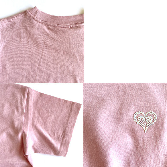 【4月20日まで】春限定！ピンクのハートTシャツ／オーガニックコットンTシャツ（受注生産）＊母の日ラッピング対応 12枚目の画像