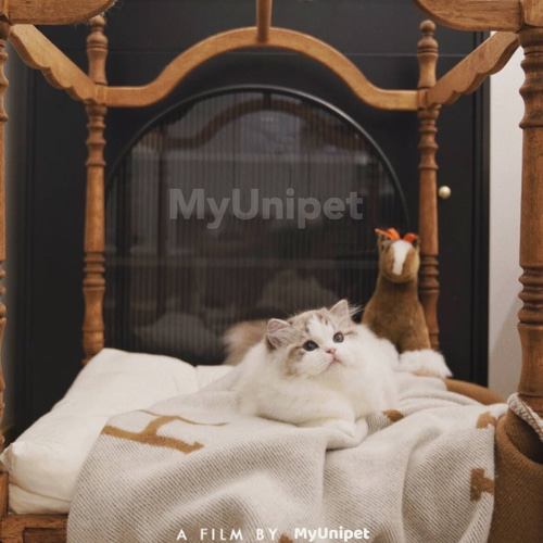 ローマの休日】高級天然木製ペットベッド キャノピーベッド 猫用ベッド