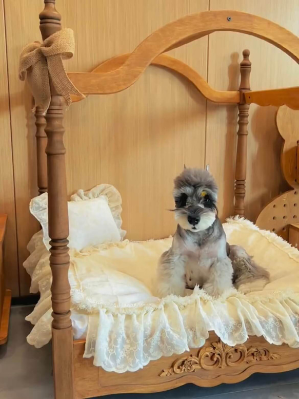 【ローマの休日】高級天然木製ペットベッド　キャノピーベッド　猫用ベッド 犬用ベッド 高級ペット家具 14枚目の画像