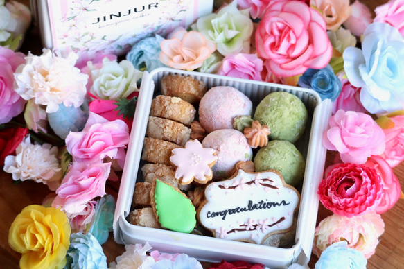 選べるメッセージ・桜のクッキー缶（ｓ) 1枚目の画像