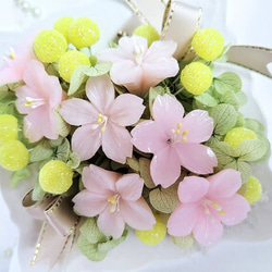 桜とミモザ石鹸の咲く春の額かざり～/ソープカービング/石鹸彫刻 5枚目の画像