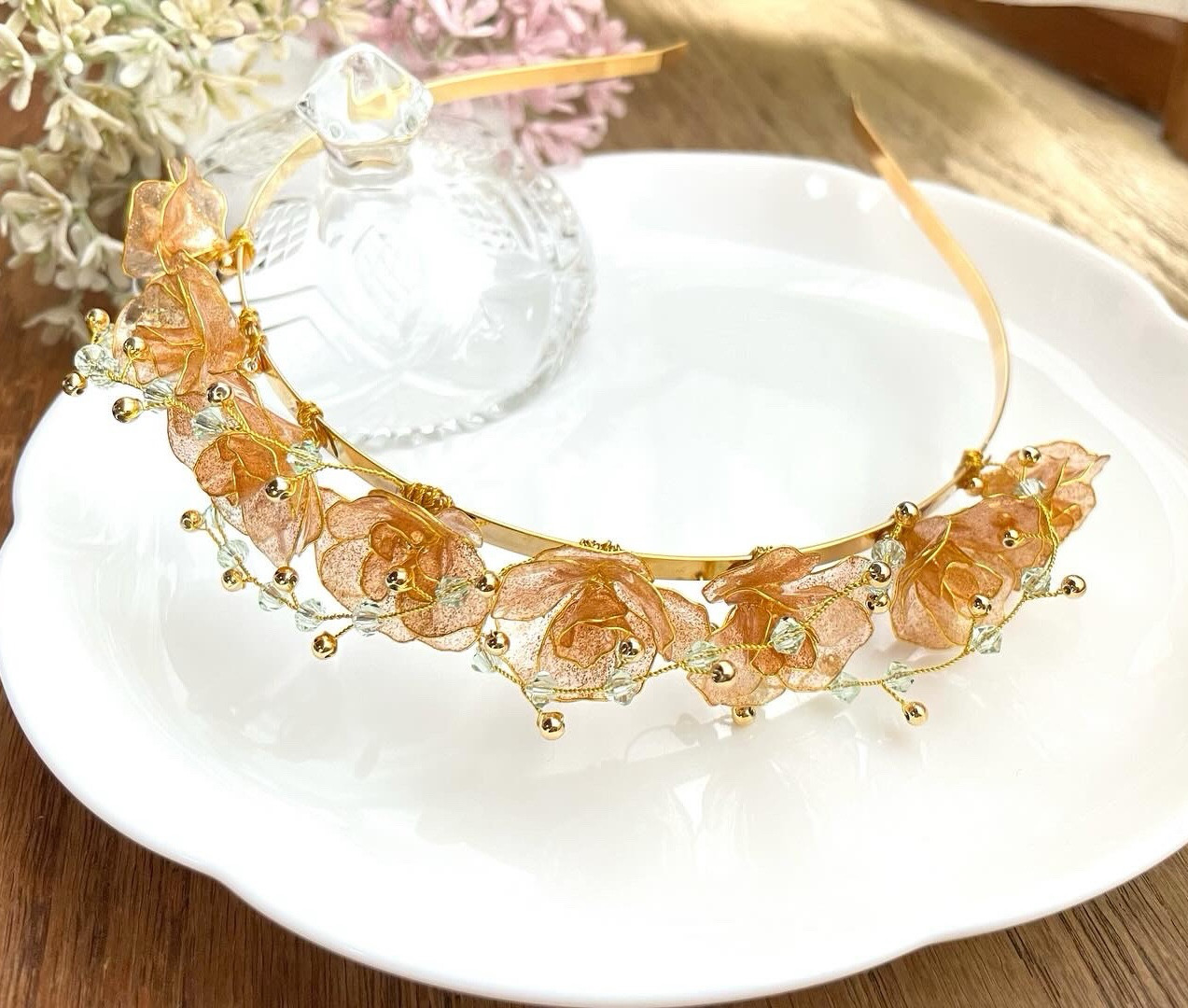アメリカンフラワー（オーダー） 薔薇の髪飾り《受注制作＊2023.11末まで》 ＊ディップフラワー