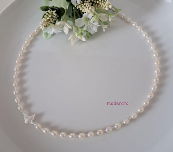 【Butterfly】蝶々型マザーオブパール×淡水パールネックレス　MNE707