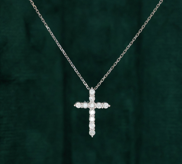クロスモチーフ 天然ダイヤモンドペンダントk18 ネックレス  