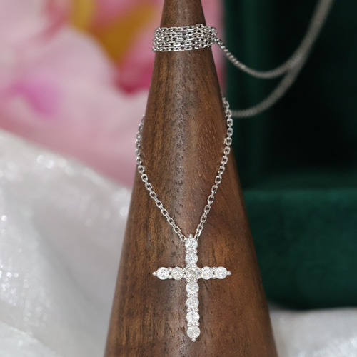 クロスモチーフ 天然ダイヤモンドペンダントk18 ネックレス  