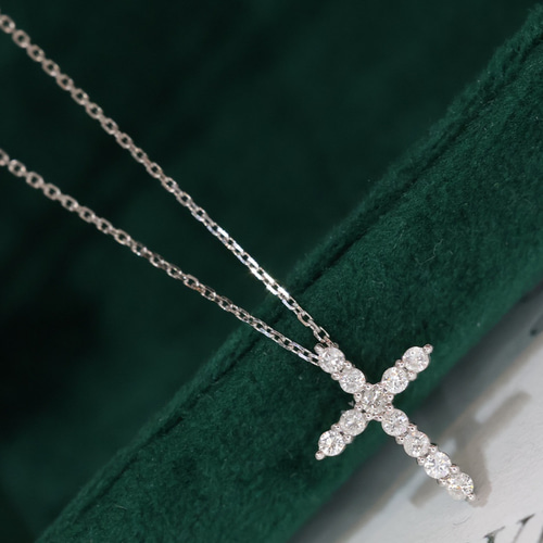 クロスモチーフ 天然ダイヤモンドペンダントk18 ネックレス  