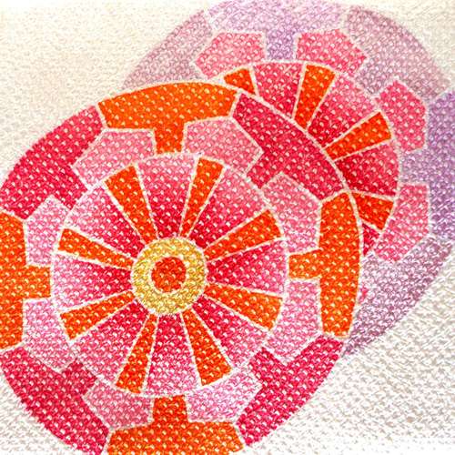 すぐに結べる「さくら造り帯」白地に源氏車柄のお太鼓 和装小物（帯