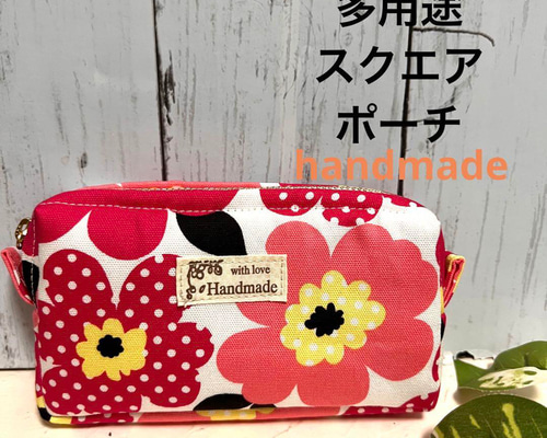 ハンドメイドポーチ　リボンゴムオーダー ハンドメイドタバココスメポーチフラワー人気大ピンク アイコスケース