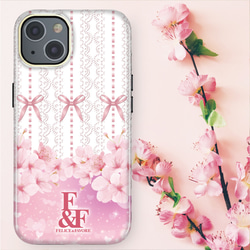 iPhoneケース ハードケース スマホケース ケース ブランド 花柄 オシャレ サクラ 桜 春 かわいい リボン 1枚目の画像