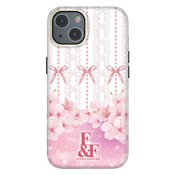 iPhoneケース ハードケース スマホケース ケース ブランド 花柄 オシャレ サクラ 桜 春 かわいい リボン 2枚目の画像