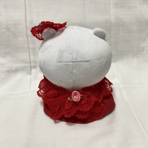 ちびぬい　衣装　ぬいぐるみ　赤　フリル　リボン 即購入可】ちびぬい 衣装 服 ぬいぐるみ 赤 フリル リボン