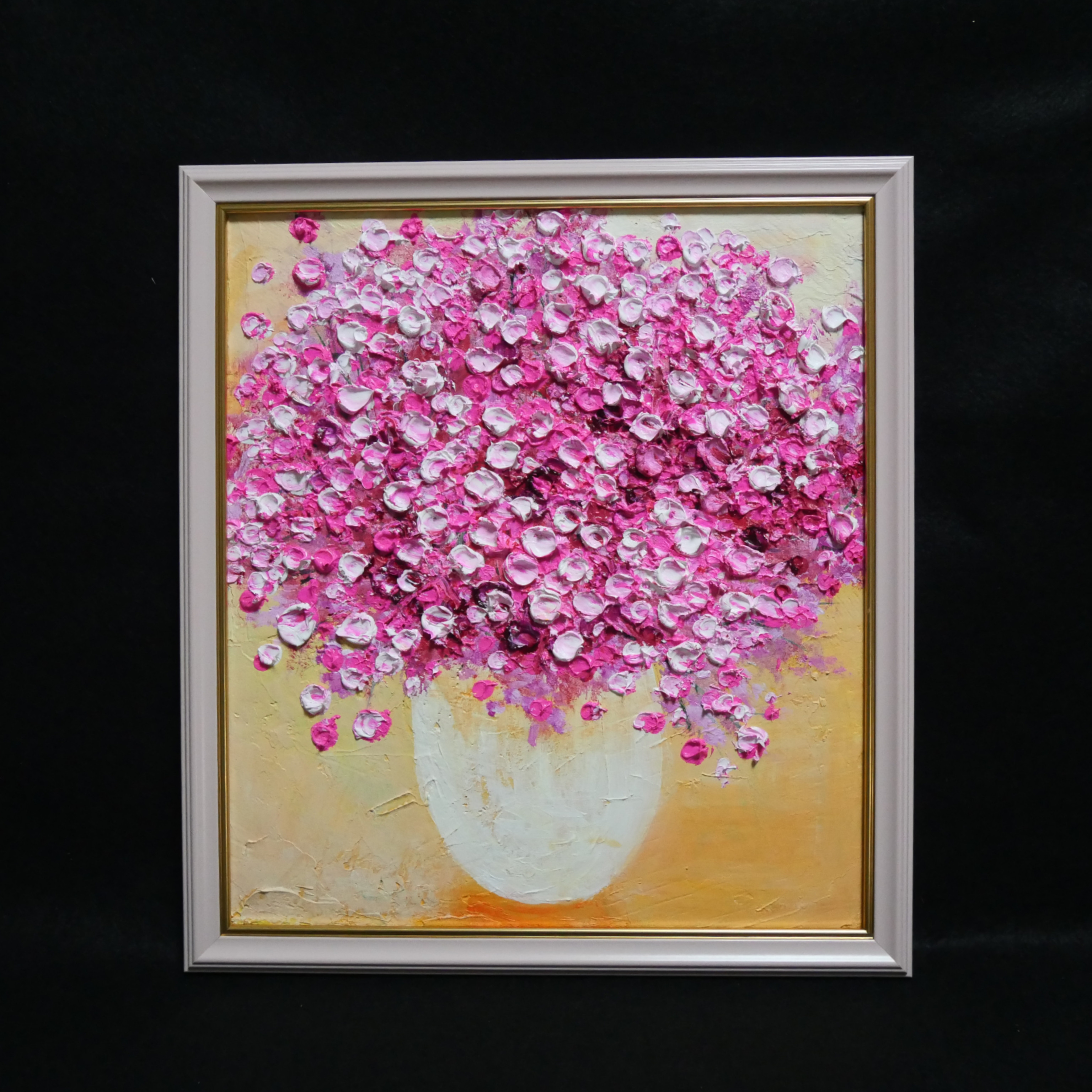 絵画 【かすみ草】 油絵