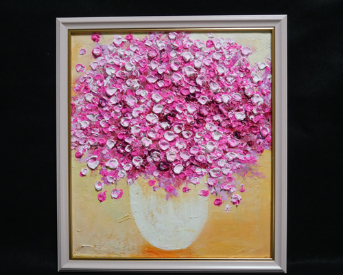 油絵 油彩 油彩画 絵 絵画 F0号【かすみ草】 油絵 油彩 油彩画 絵 絵画 F0号【かすみ草】