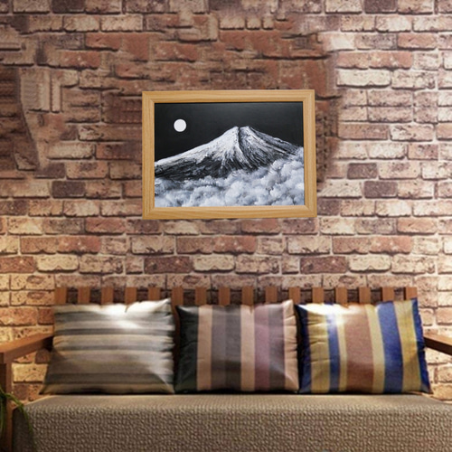 油絵 油彩 油彩画 絵画 【白黒の富士山】 絵画 HR 通販