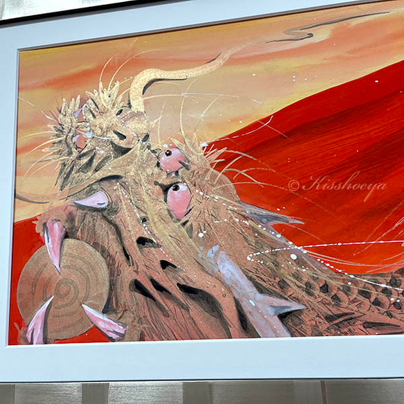 「飛翔金龍赤富士」 【開業祝いや経営者に人気】 きいかわ宗圓 手描き原画 4枚目の画像